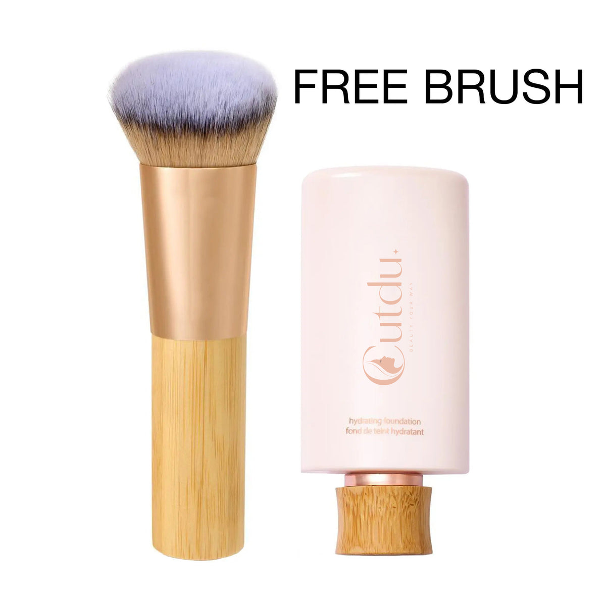 Hydrating foundation and bamboo buffing brush set